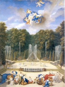 « Le bosquet du Théâtre d’Eau était, à l'origine, le plus abouti, composé d'une multitude de fontaines dont les effets d’eau jouaient avec les architectures végétales et les treillages » - © château de Versailles, Dist. RMN-Grand Palais, JM Manaï 