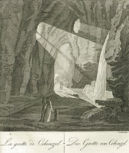 Gravure représentant la grotte de Cobenzel en Autriche tirée de l’ouvrage de Gabriel Thouin « Description des principaux parcs et jardins de l’Europe »