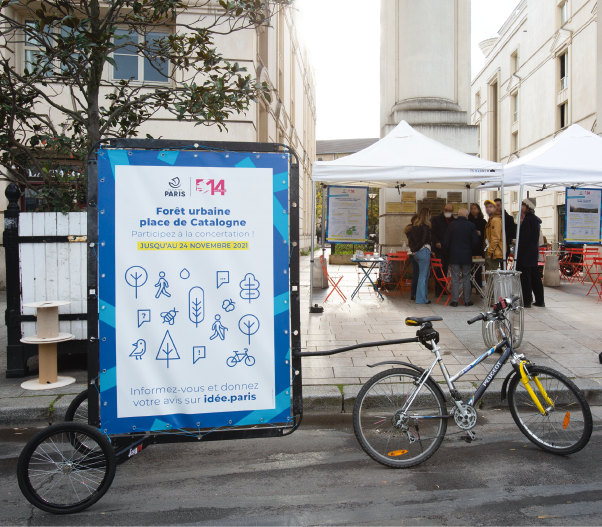 Le projet de forêt urbaine place de catalogne a pris forme, synthétisant les idées des habitants et celles de la mairie. Une consultation a même été organisée © C. Belin/Ville de Paris