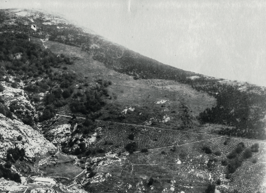 Vue de l’Hort de Dieu (Massif de l’Aigoual, Gard) en 1904. On peut voir en bas à gauche le laboratoire de Charles Flahault