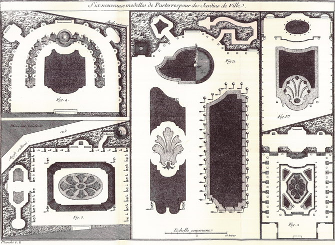 Une gravure extraite de "La théorie et la pratique du jardinage", l'ouvrage de A.-J. Dezallier d'Argenville, 4e éd. chez Pierre-Jean Mariette, 1747. La première édition remonte à 1709. Le seul ouvrage qui informe sur la construction des jardins de l'époque Le Nôtre.