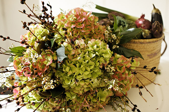 Bouquets d’hortensias « déjeuner en famille » de Stéphane Chapelle - © T. Lewenberg-Sturm